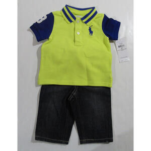 Polo Ralph Lauren Baby Boys 2 Pc. Shirt and Pants Outfit Big Pony 9 Months